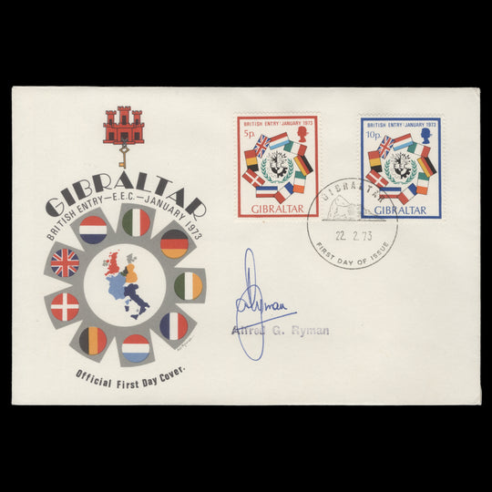 Gibraltar 1973 Britain's Entry to the EEC first day cover signed by designer