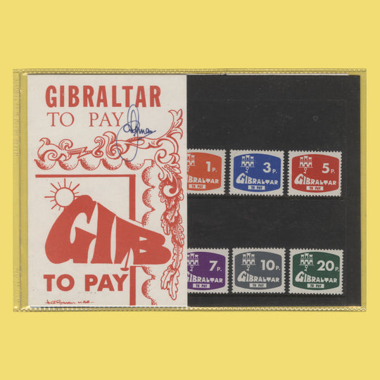 Gibraltar 1976 Postage Dues presentation pack signed by designer