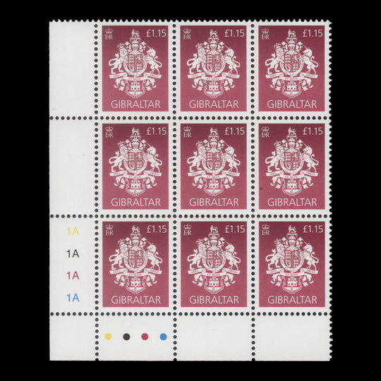 Gibraltar 2020 (MNH) £1.15 Arms traffic light/plate block