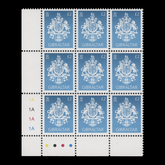 Gibraltar 2020 (MNH) £2 Arms traffic light/plate block