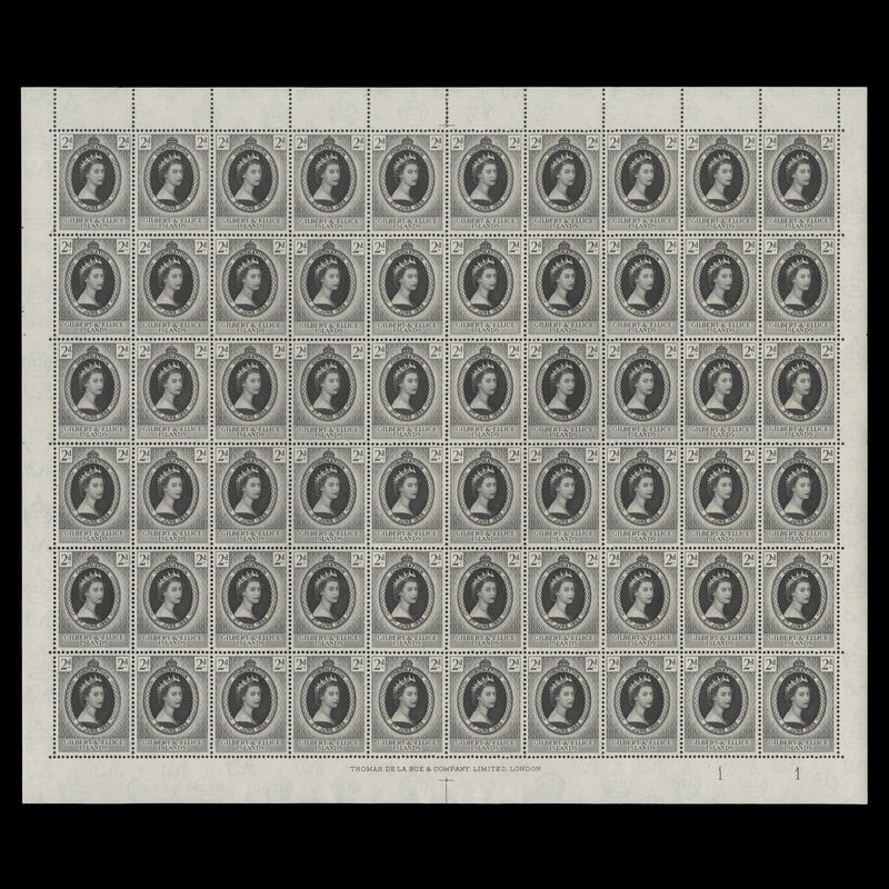 Gilbert & Ellice Islands 1953 (MNH) 2d Coronation plate 1–1 sheet of 60 stamps