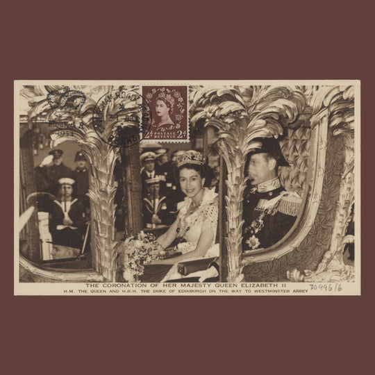 Great Britain 1953 2d Red-Brown first day postcard, CAVERSHAM ROAD