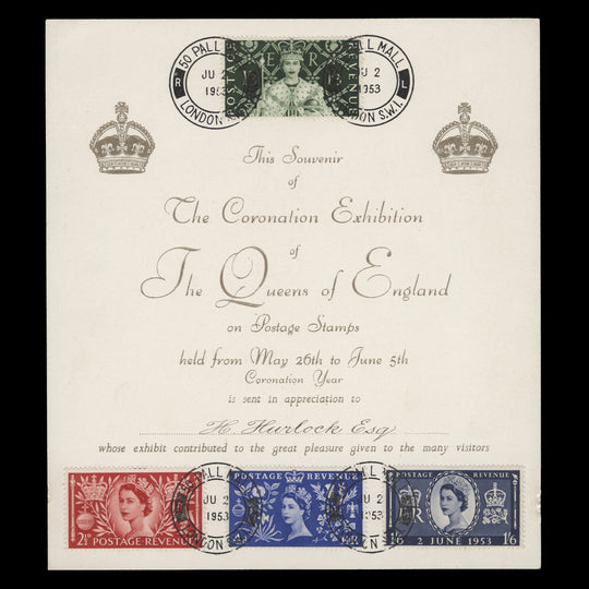 Great Britain 1953 Coronation Exhibition presentation card