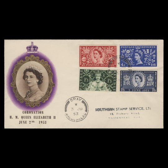 Great Britain 1953 Coronation first day cover, BRAY