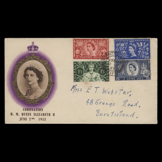 Great Britain 1953 Coronation first day cover, BURNTISLAND