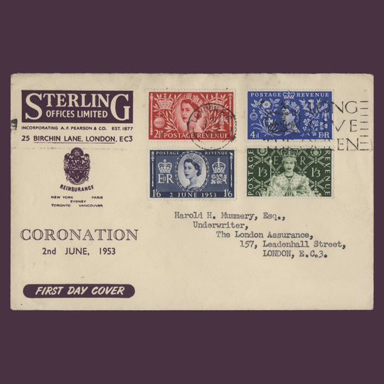 Great Britain 1953 Coronation first day cover, LONDON EC