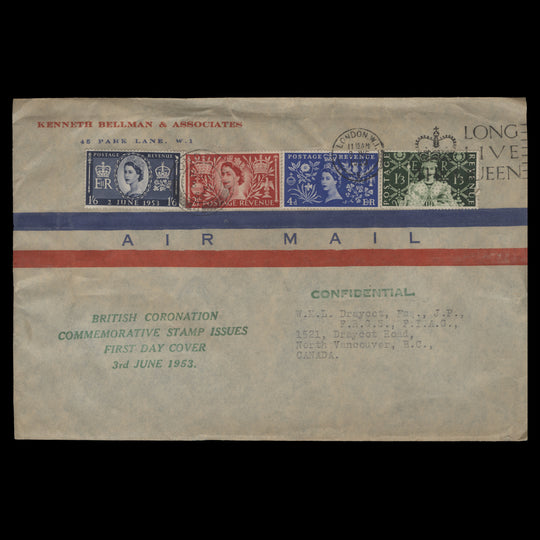 Great Britain 1953 Coronation first day cover, LONDON W1