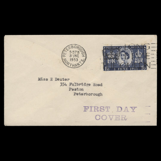 Great Britain 1953 Coronation first day cover, PETERBOROUGH