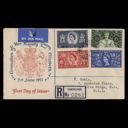 Great Britain 1953 Coronation first day cover, SANDRIDGE