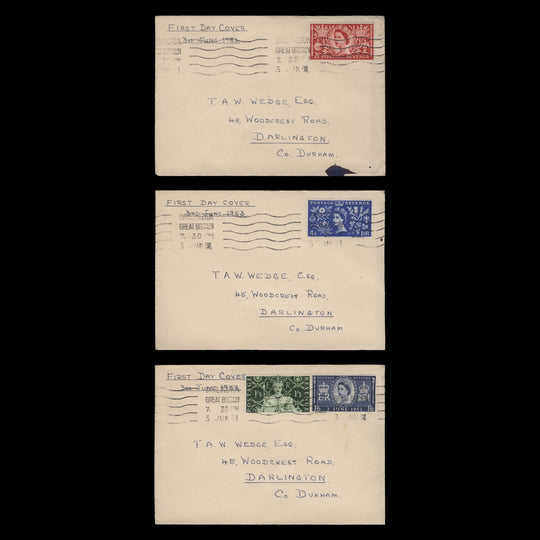 Great Britain 1953 Coronation first day covers, DARLINGTON