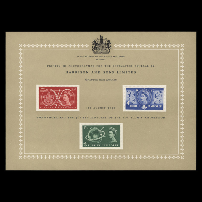Great Britain 1957 World Scout Jubilee Jamboree presentation card