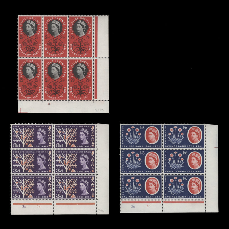 Great Britain 1961 (MLH) POSB Centenary cylinder blocks, Timson