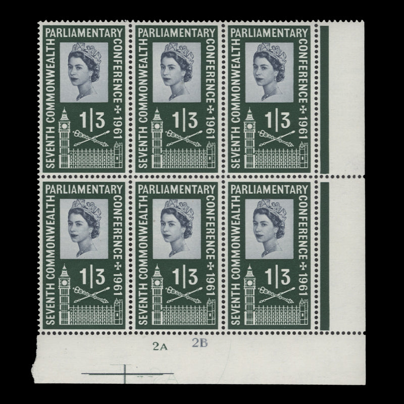Great Britain 1961 (MNH) 1s3d Parliamentary Conference cylinder block
