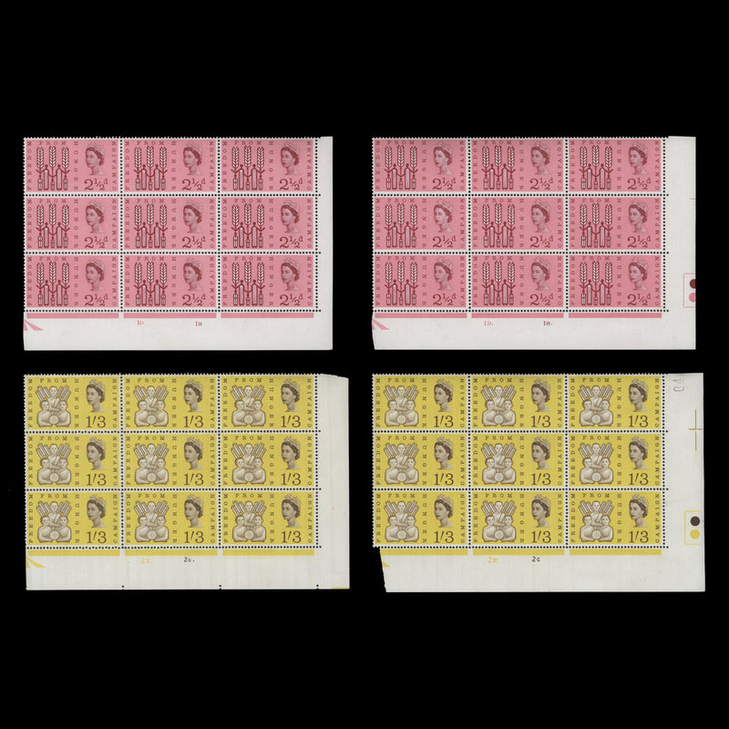 Great Britain 1963 (MLH) Freedom From Hunger ordinary cylinder blocks