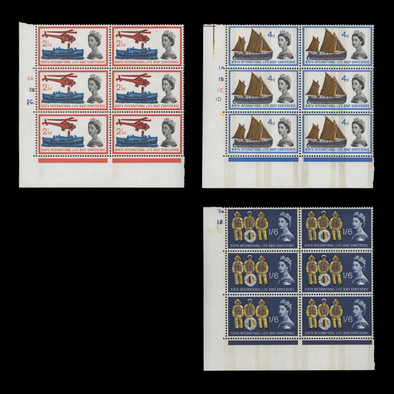 Great Britain 1963 (MLH) Lifeboat Conference phosphor cylinder blocks