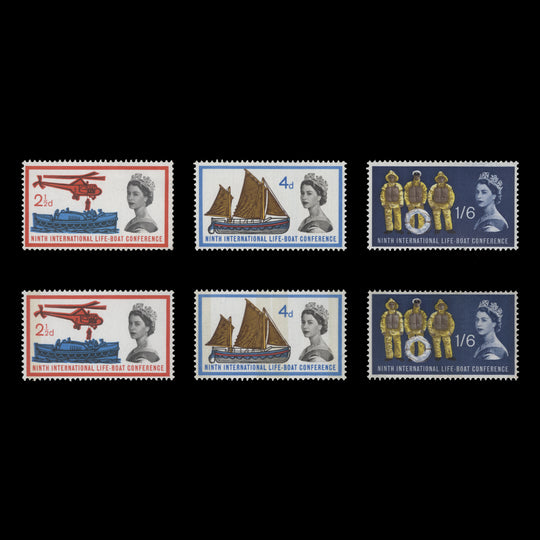 Great Britain 1963 (MNH) Lifeboat Conference ordinary and phosphor sets