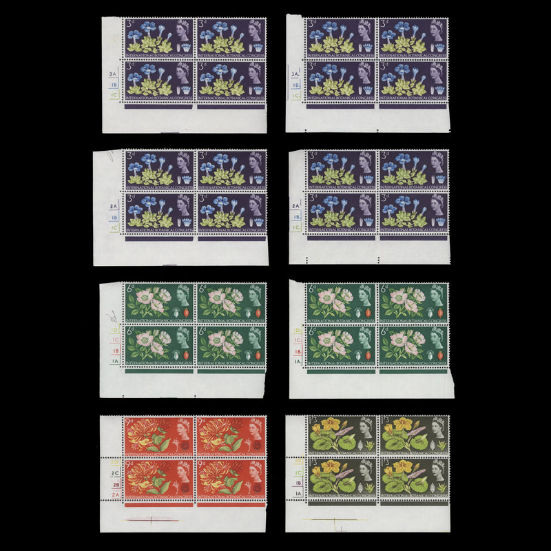 Great Britain 1964 (MLH) Botanical Congress ordinary cylinder blocks