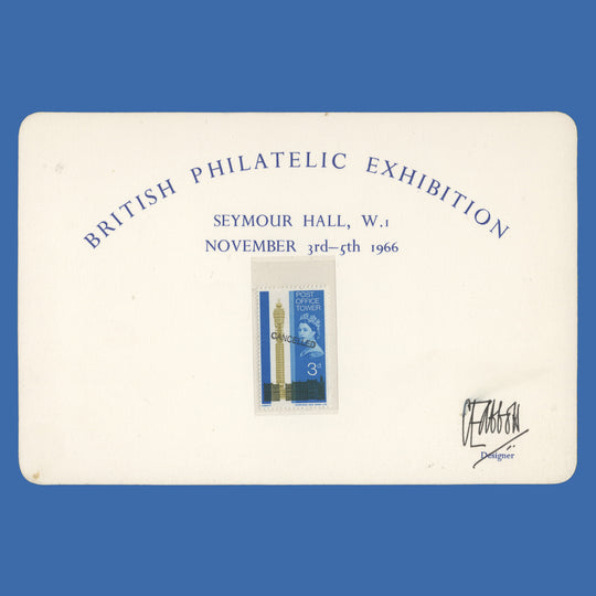 Great Britain 1965 3d Post Office Tower CANCELLED single on signed presentation card