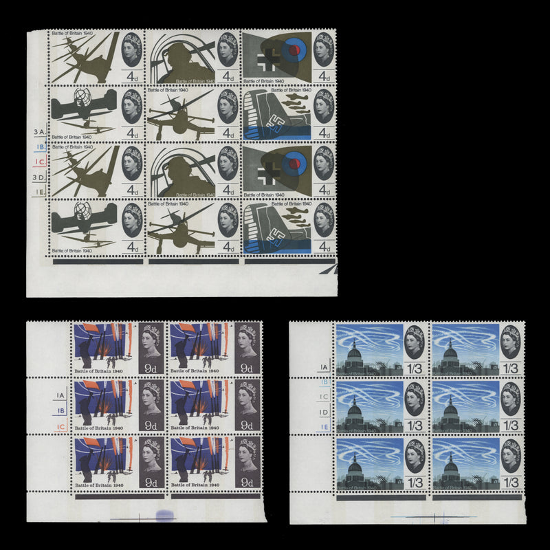 Great Britain 1965 (MLH) Battle of Britain phosphor cylinder blocks