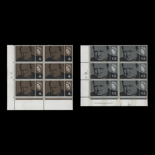 Great Britain 1965 (MLH) Churchill Commemoration phosphor cylinder blocks