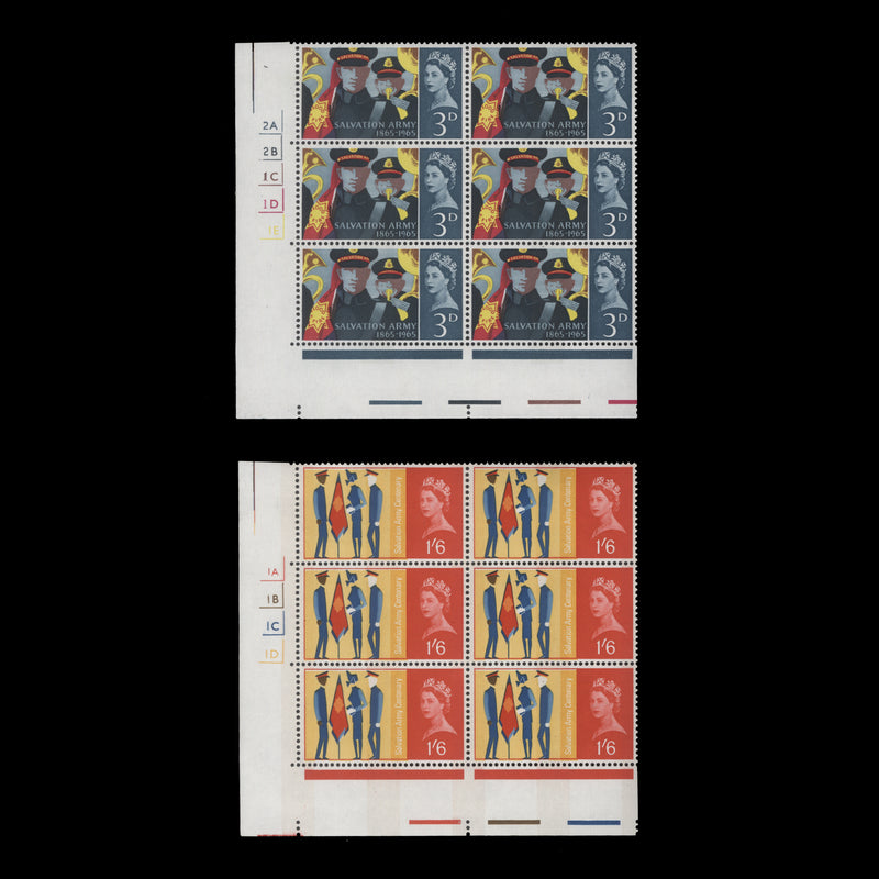 Great Britain 1965 (MLH) Salvation Army phosphor cylinder blocks