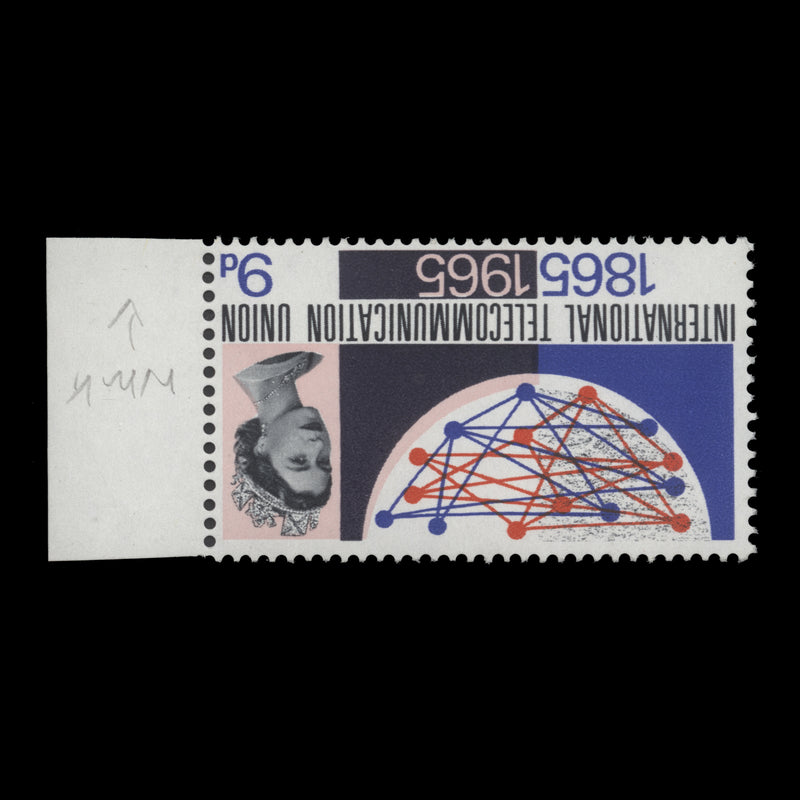 Great Britain 1965 (Variety) 9d ITU Centenary ordinary single with inverted watermark