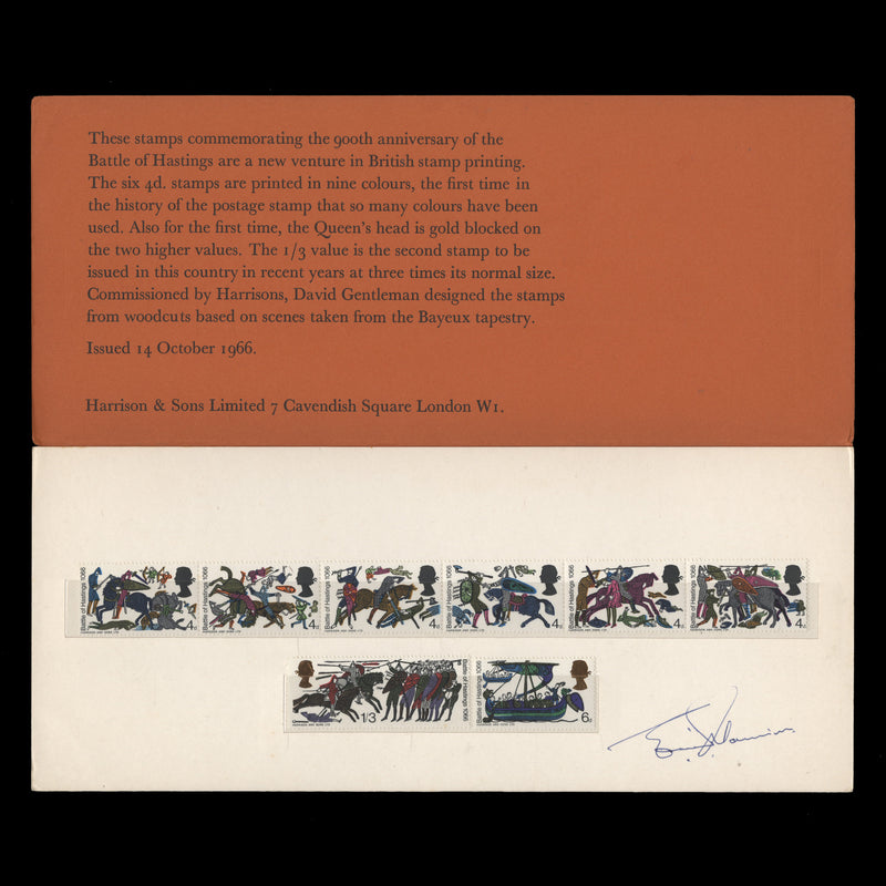 Great Britain 1966 Hastings presentation card signed by Ernest Handyside Harrison