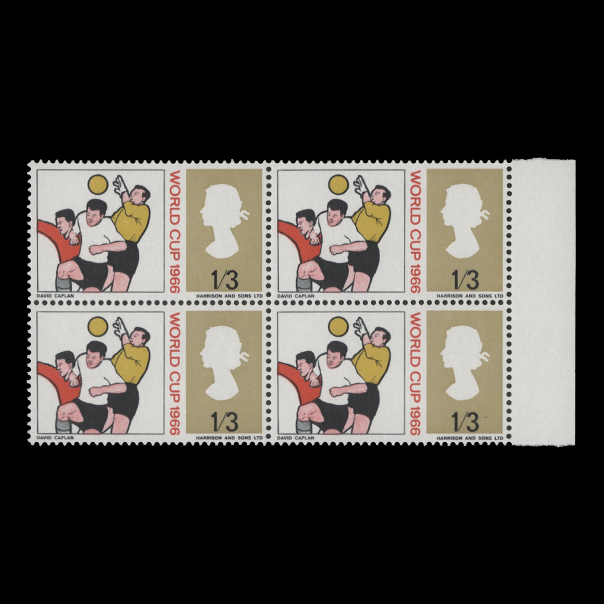 Great Britain 1966 (Variety) 1s3d World Cup Football ordinary block mi ...