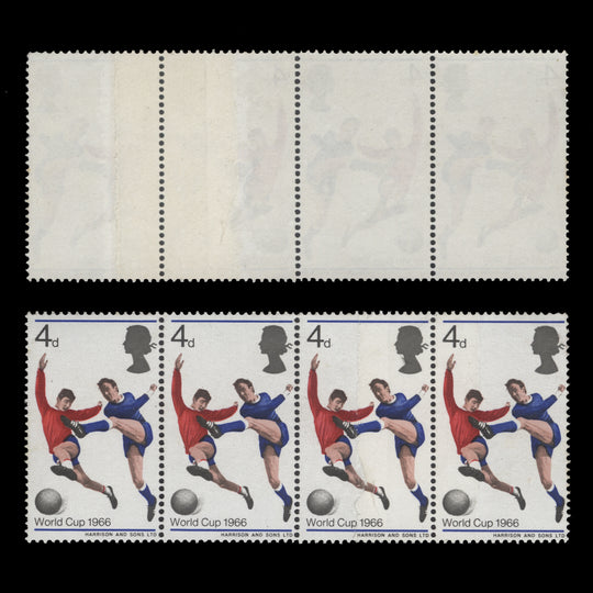 Great Britain 1966 (Variety) 4d World Cup Football ordinary strip with paper repair join