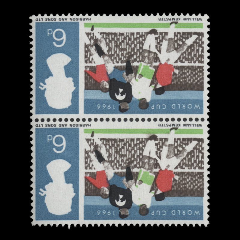 Great Britain 1966 (Variety) 6d World Cup Football ordinary pair with inverted watermark