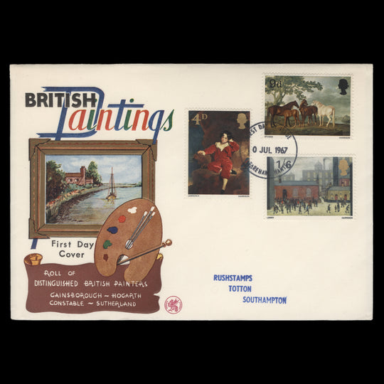 Great Britain 1967 British Paintings first day cover, FAREHAM