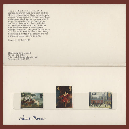 Great Britain 1967 British Paintings presentation folder signed by Stuart Rose