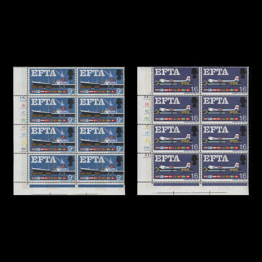 Great Britain 1967 (MLH) EFTA phosphor cylinder blocks