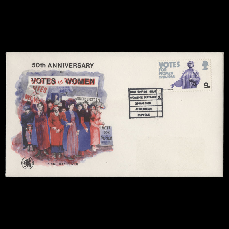 Great Britain 1968 Votes for Women/Anniversaries first day cover, ALDEBURGH