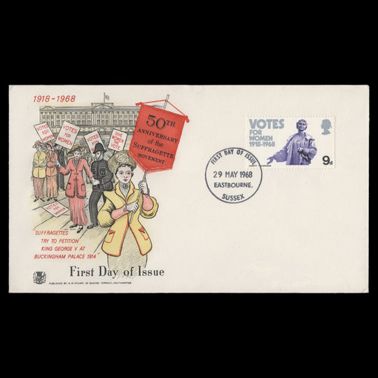Great Britain 1968 Votes for Women/Anniversaries first day cover, EASTBOURNE