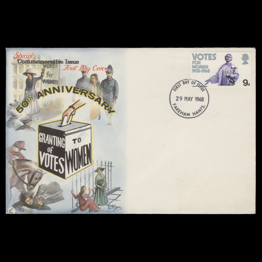 Great Britain 1968 Votes for Women/Anniversaries first day cover, FAREHAM