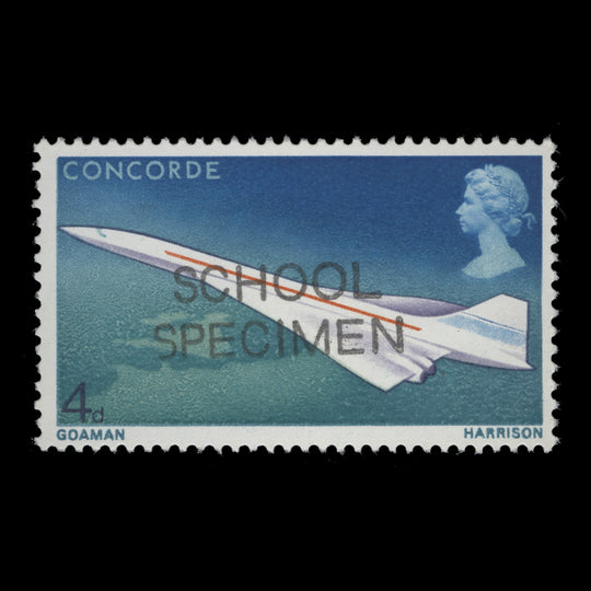 Great Britain 1969 (Variety) 4d Concorde with SCHOOL SPECIMEN overprint
