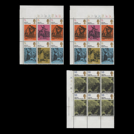 Great Britain 1970 (MLH) Literary Anniversaries cylinder blocks