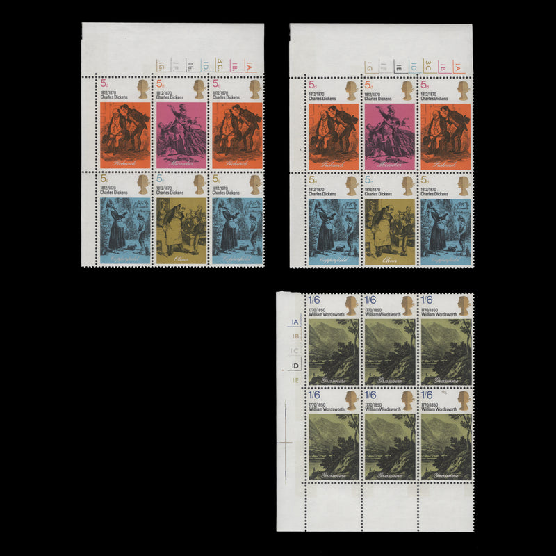 Great Britain 1970 (MLH) Literary Anniversaries cylinder blocks