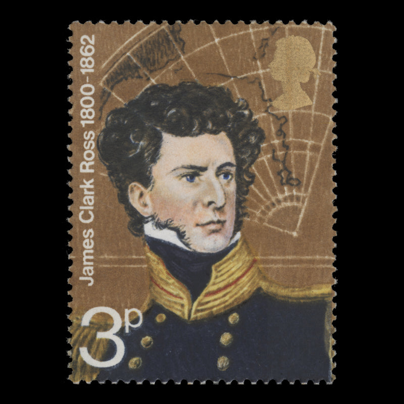 Great Britain 1972 (Variety) 3p Polar Explorers missing embossing
