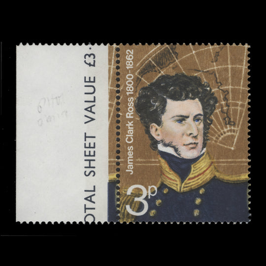Great Britain 1972 (Variety) 3p Polar Explorers missing gold