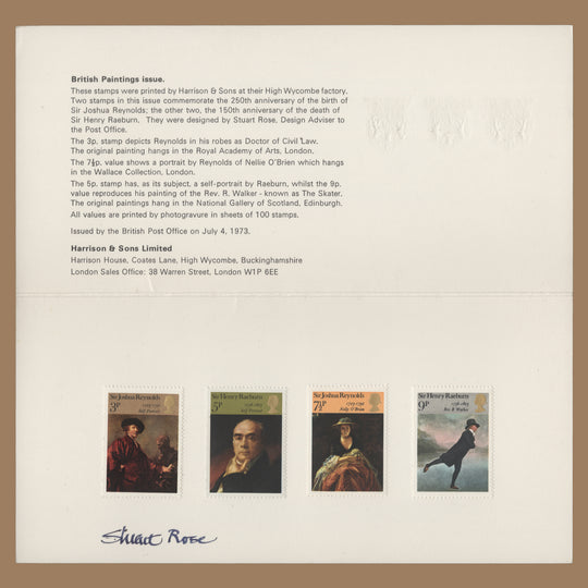 Great Britain 1973 British Paintings presentation folder signed by Stuart Rose