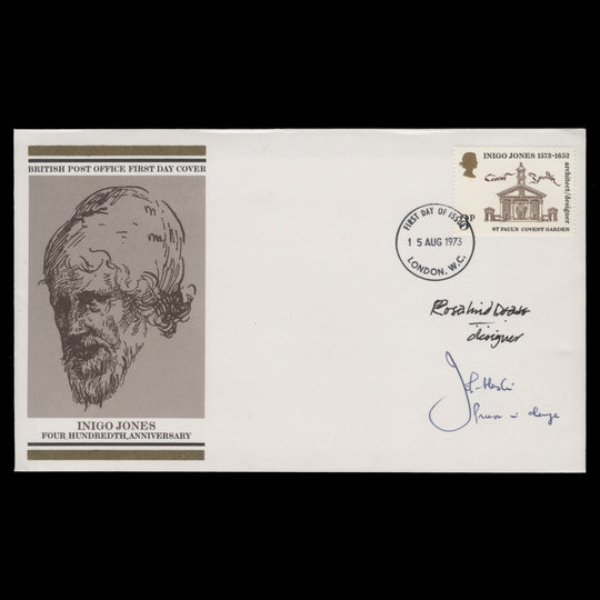 Great Britain 1973 Inigo Jones first day cover signed by Rosalind Dease