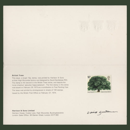 Great Britain 1974 British Trees presentation folder signed by David Gentleman