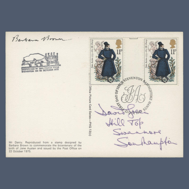 Great Britain 1975 Jane Austen Bicentenary first day PHQ card signed by Barbara Brown