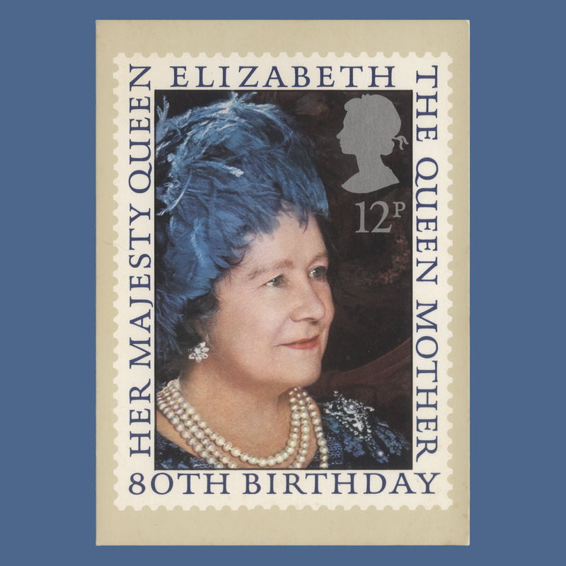 Great Britain 1980 Queen Mother's Birthday first day PHQ card signed by designer