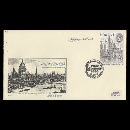 Great Britain 1980 Stamp Exhibition, London first day cover signed by stamp designer