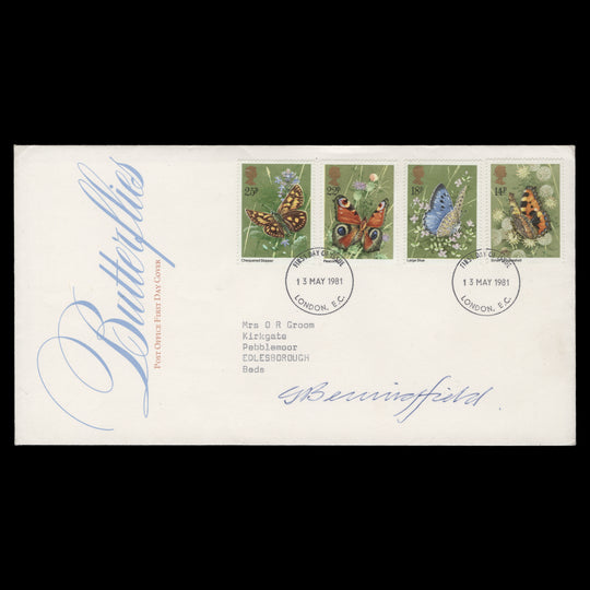 Great Britain 1981 Butterflies first day cover signed by designer