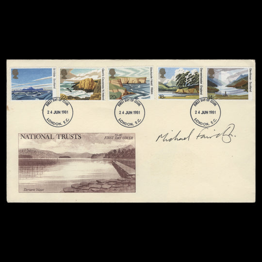 Great Britain 1981 National Trust Anniversary first day cover signed by Michael Fairclough