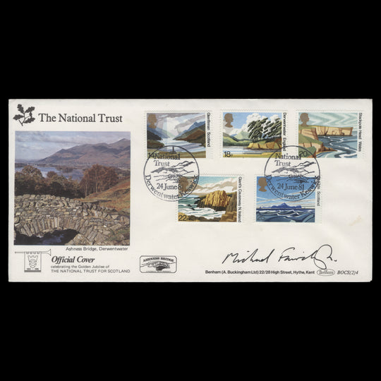 Great Britain 1981 National Trust Anniversary first day cover signed by designer